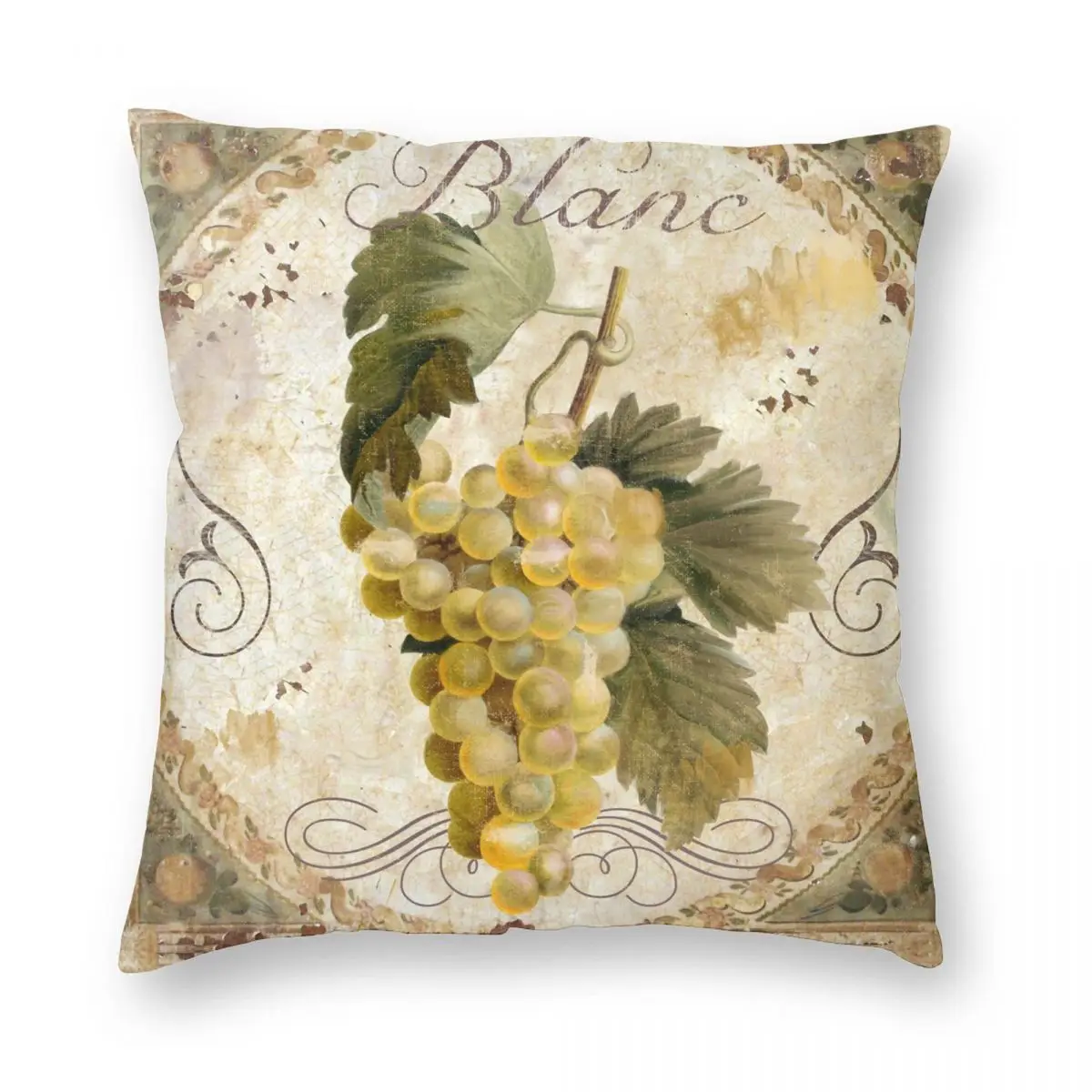

Квадратный чехол для подушки с изображением Тосканы, скатерти для стола, белого, винного винограда, полиэстера, льна, бархата, с застежкой-мо...