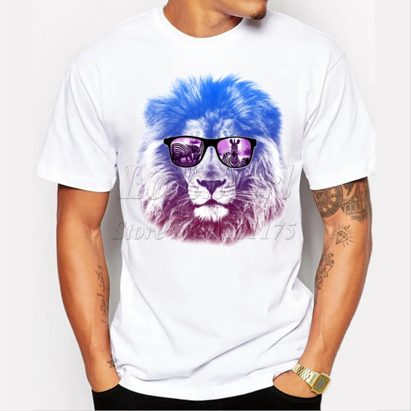

Flower Newest 2021 men's fashion short sleeve summer lion printed t-shirt funny tee shirts Hipster O-neck popular tops