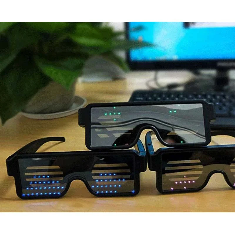 Sunglasses Light Christmas DIY APP Luminous Flash Bluetooth Glow Party Glasses lingual Led Modes Decorations Dropshipping
