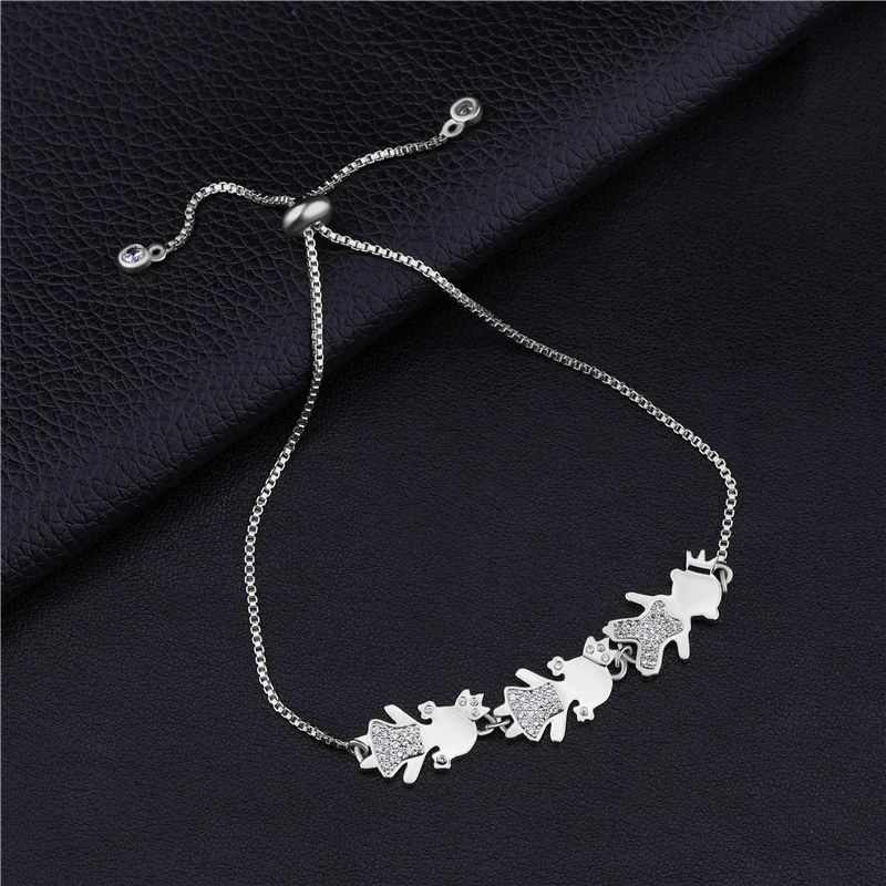 White Gold Juya браслет на заказ золото/серебро/Корона из розового золота мальчик девочка мама браслеты для мамы и дочки Регулируемый слайдер цепи браслеты - Окраска металла: White Gold