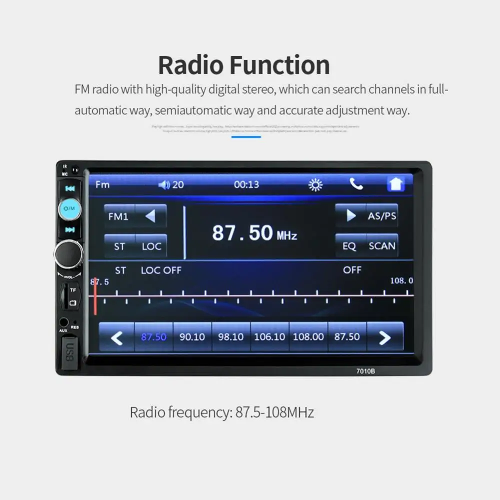 HEVXM 7010B 2DIN Car Radio Bluetooth-compatible 7 Inch HD Stereo Media USB MP5 Player