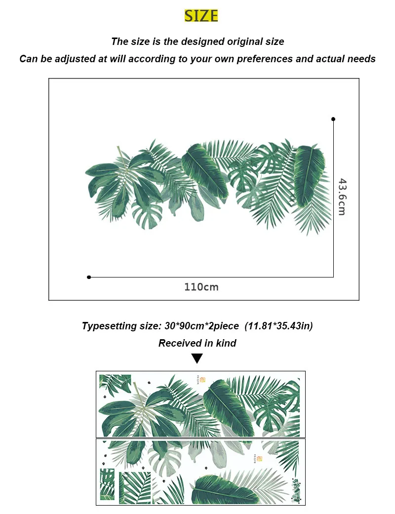 

Wall Door Stickers DIY Beach Tropical Palm Leaves Wall Sticker Modern Poster Art Vinyl Decal Wall Mural Wallpaper Home Decor
