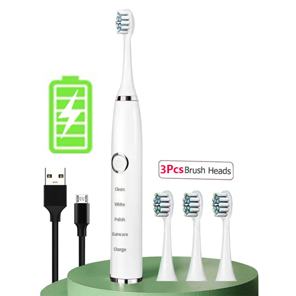 Newest Sonic Electric Toothbrushes for Adults Kids Whitening Rechargeable Battery Toothbrush IPX6 Waterproof with Brush Head