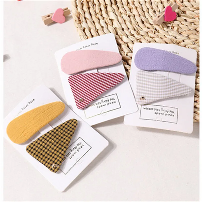 

Korean Children's Hair Accessories Girl Cloth Plaid Hair Clip Bb Clip Baby Large Broken Hair Card Parent-child Headdress
