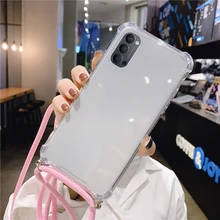 Luxury Lanyard Silicone Phone Case For Oppo Reno 7 6 5 4 3 2 Z F Ace Pro Find X2 RX 17 15 Ultra-thin Necklace Rope Cover