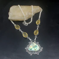 gemstonefactory jewelry big promotion 925 silver natural abalone shell citrine new ladies women chain necklace 30cm 20215123