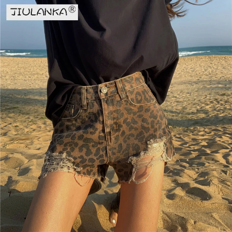 

Women's Denim Shorts Ripped Brown Jeans Woman High Waist Plus Size Jean Women Shorts Summer Women's Pants Of Women Clothing 2020