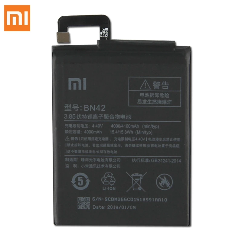 Сменный аккумулятор BN42 для Xiaomi Redmi 4 Hongmi4 Redrice 4 стандартная версия настоящий Аккумулятор для телефона 4000 мАч