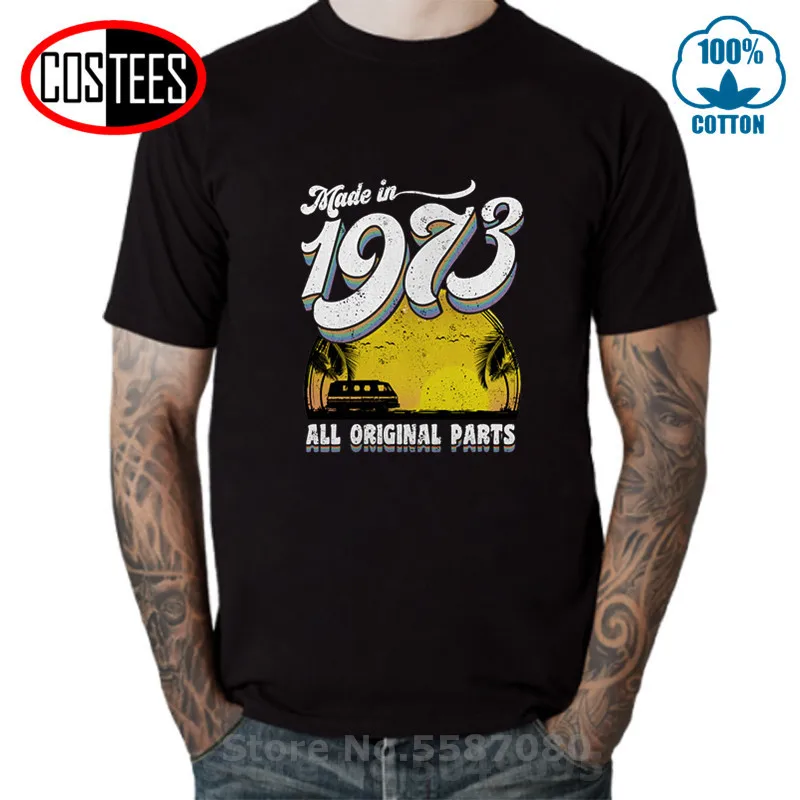 Винтажная Футболка Born In 1973 Ретро стиль 47 лет бытия потрясающая Мужская футболка