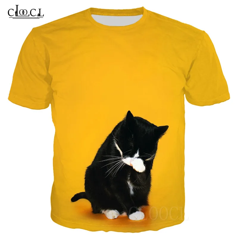 Футболка женская оверсайз с коротким рукавом и 3D принтом котенка|Футболки| |