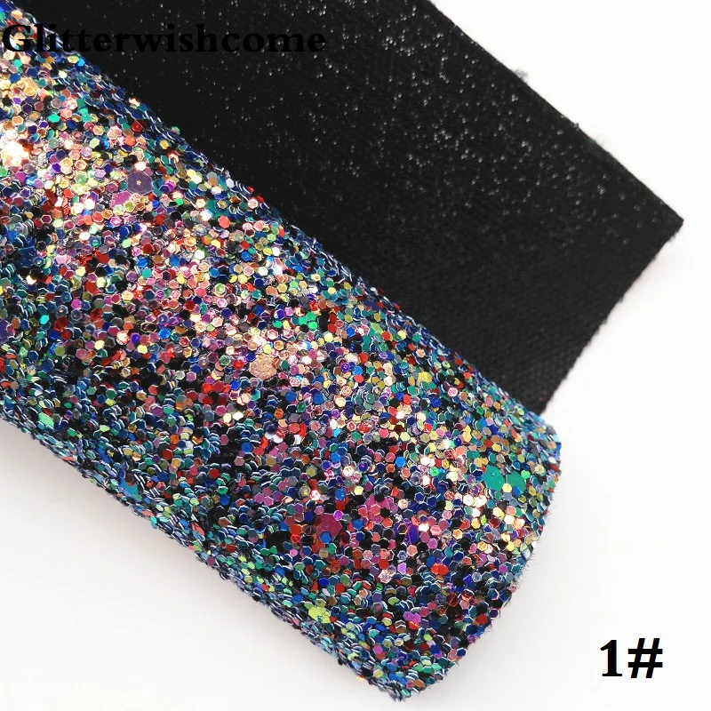 Glitterwishcome 21X29 см A4 Размер синтетическая кожа, Переливающаяся ультра Смешанная массивная блестящая кожа ткань винил для бантов, GM048A - Цвет: 1