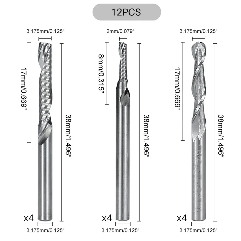 

12pcs/set Single-edge Spiral Milling Cutter Ball-end Milling Cutter Durable Tungsten Steel Thread Tool For Lathe