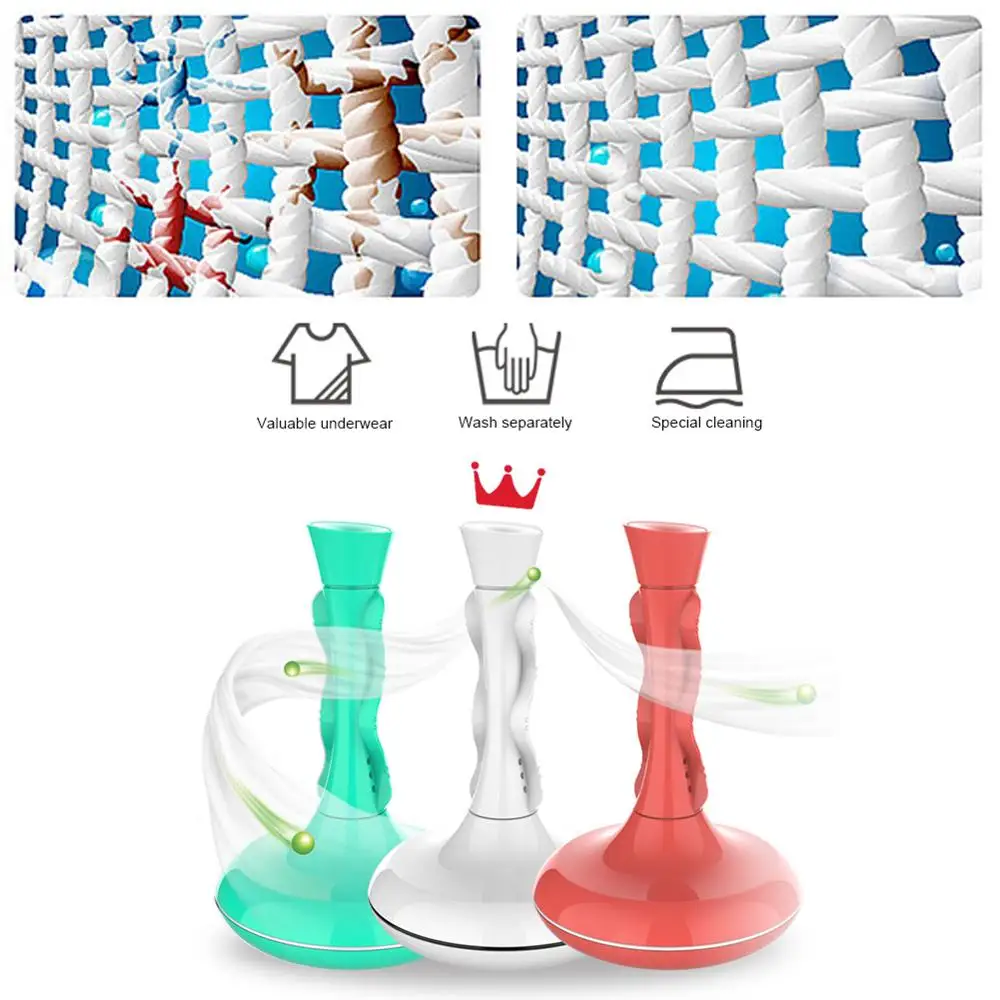 

Ultrasonic Whirlpool Washing Machine Mini Portable Travel Washer Suitable for Underwear Socks Baby Clothes Small Super Shock Wav