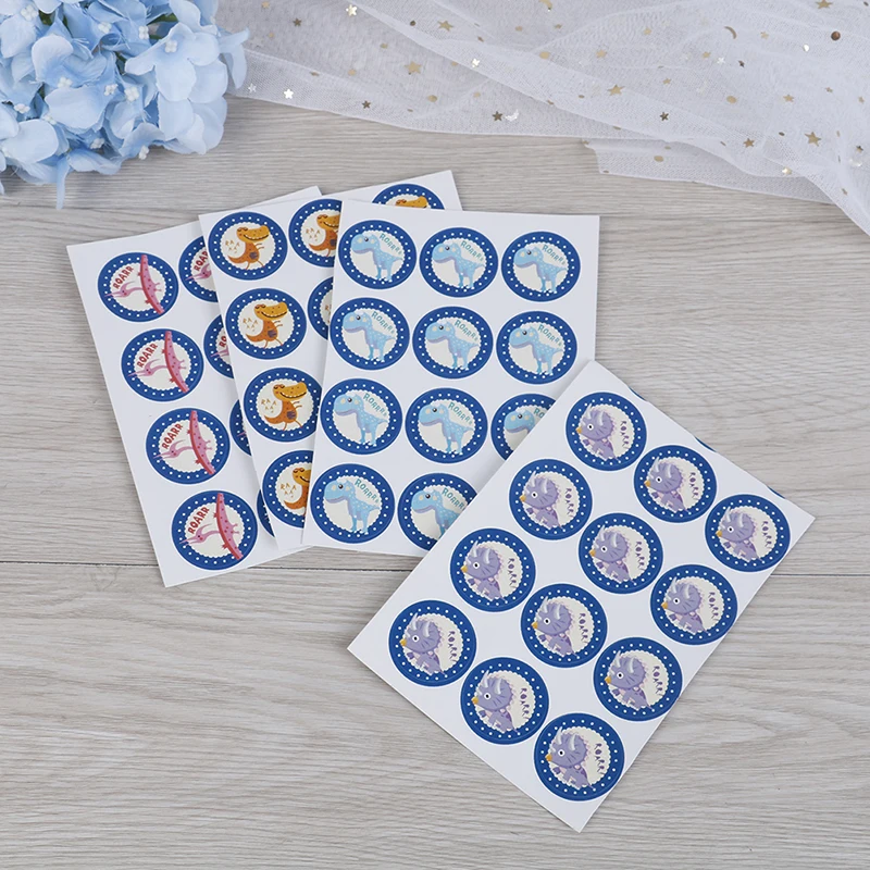 12 шт Наклейка динозавра этикетки персонализированные уплотнения для вечеринок