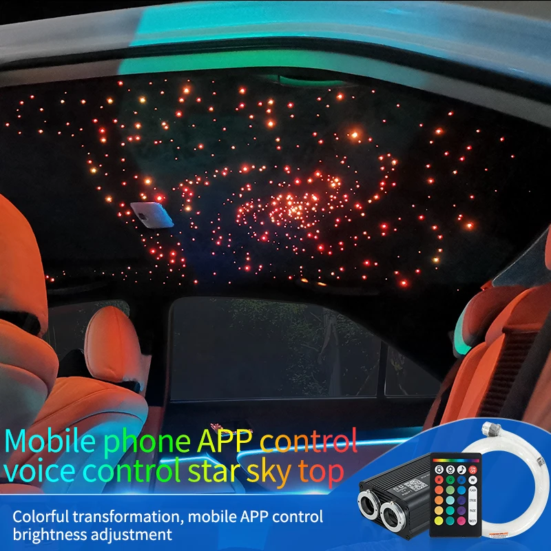 Modificação do Carro Máquina de Fonte de Luz Controle de Voz Colorido de Dupla Ponto Multibrilhante Face Fibra Luz Estrela App