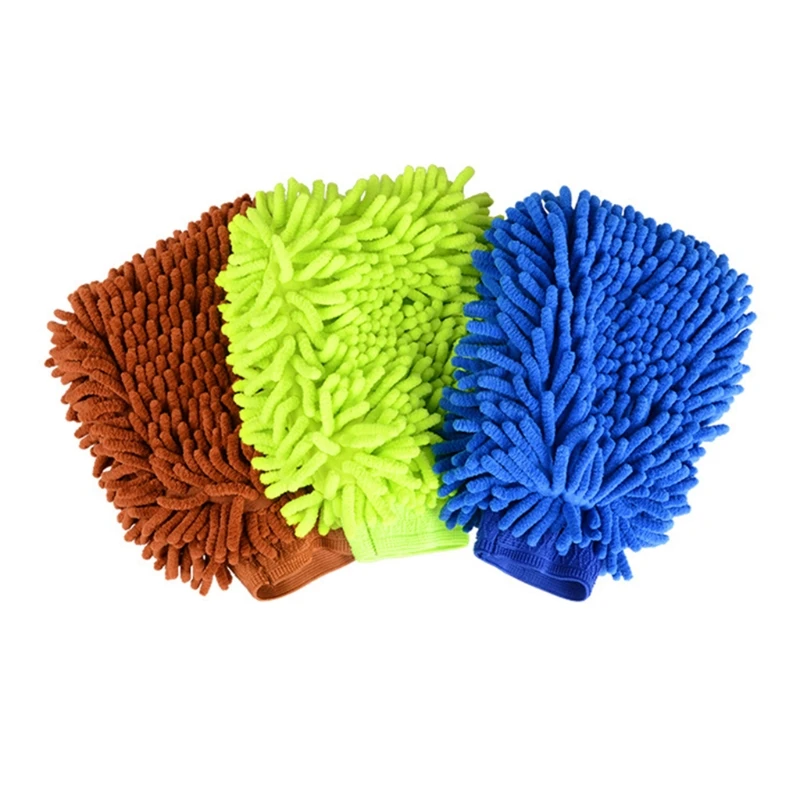 

X7AE Scratch Free Microfiber Chenille Quick Wash Mitt Brush Glove for Car Care Helper