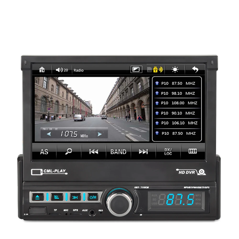 Автомагнитола 1 Din с выдвижным дисплеем мультимедийная стерео-система GPS