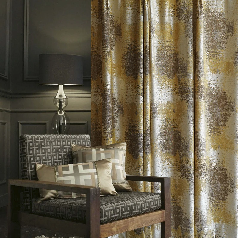 

2023 New Modern Coffee/Golden Bronzing Curtains for Living Room Nordic Blackout Art Brown Velvet Window Drapes for Bedroom