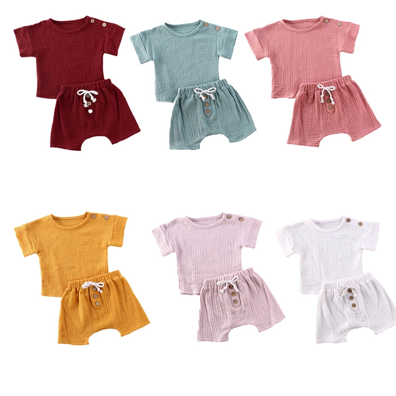 6 Цвета однотонная одежда модная Милая Одежда для маленьких девочек комплект