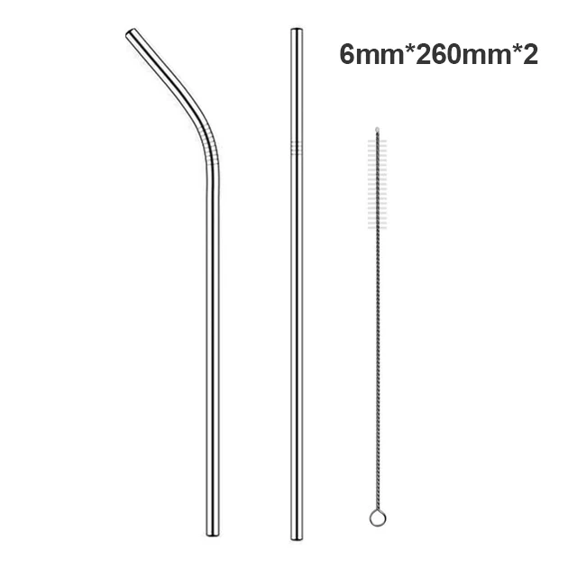 UL-2pc-1Brush 260 х 6 мм многоразовая пивная соломенная Высокое качество 304 Нержавеющая сталь металлическая соломинка с чистящая щетка для кружек 20/30 унций - Цвет: UL-2pc-1Brush