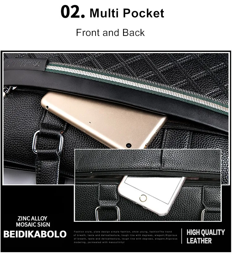 Wholesale Briefcase New Leather Men's Portable Leisure Horizontal Computer Bag Laptop Business Travel Messenger Bag Black brown