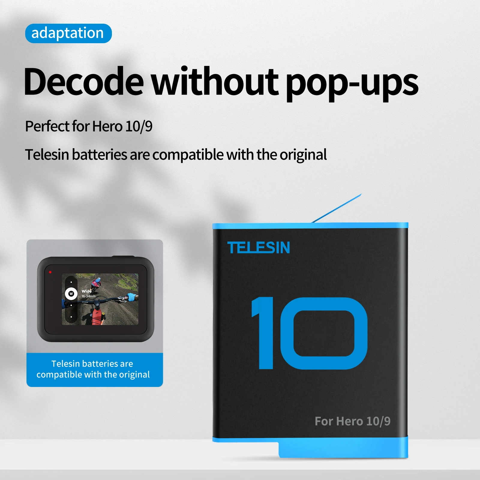 TELESIN Battery for GoPro Hero 10 9 8 7 6 5 3 Ways LED Light Charger TF Card Storage For Black | Электроника