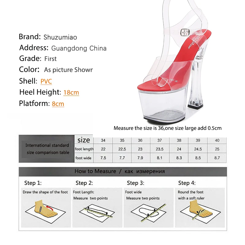 Shuzumiao shoes for women Platform sandals Sexy High Heels High-heeled Transparent clear heels strip pole dance shoes Stiletto images - 6