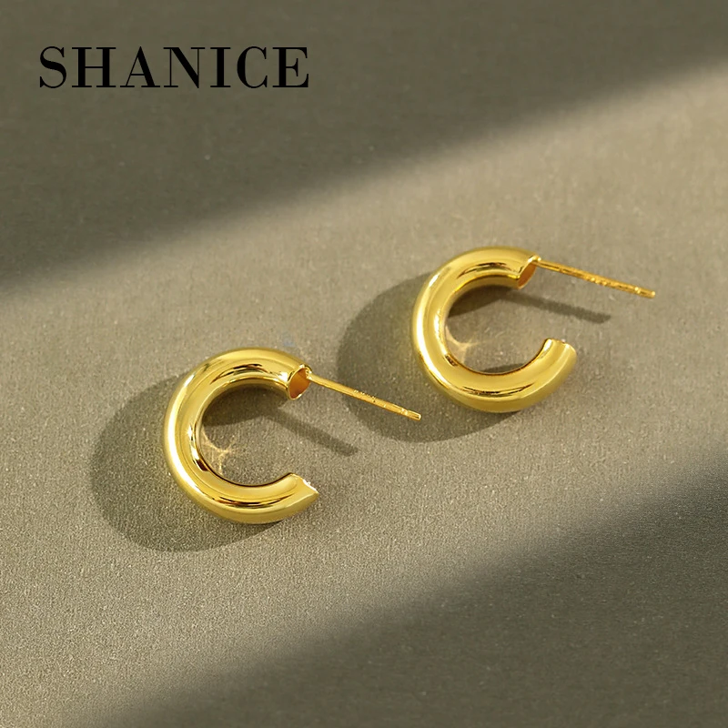 

SHANICE 100% 925 Sterling Silver Hoops Earrings Tube Round Circle Statement Earrings For Women Alloy Trendy Rock Punk Brincos