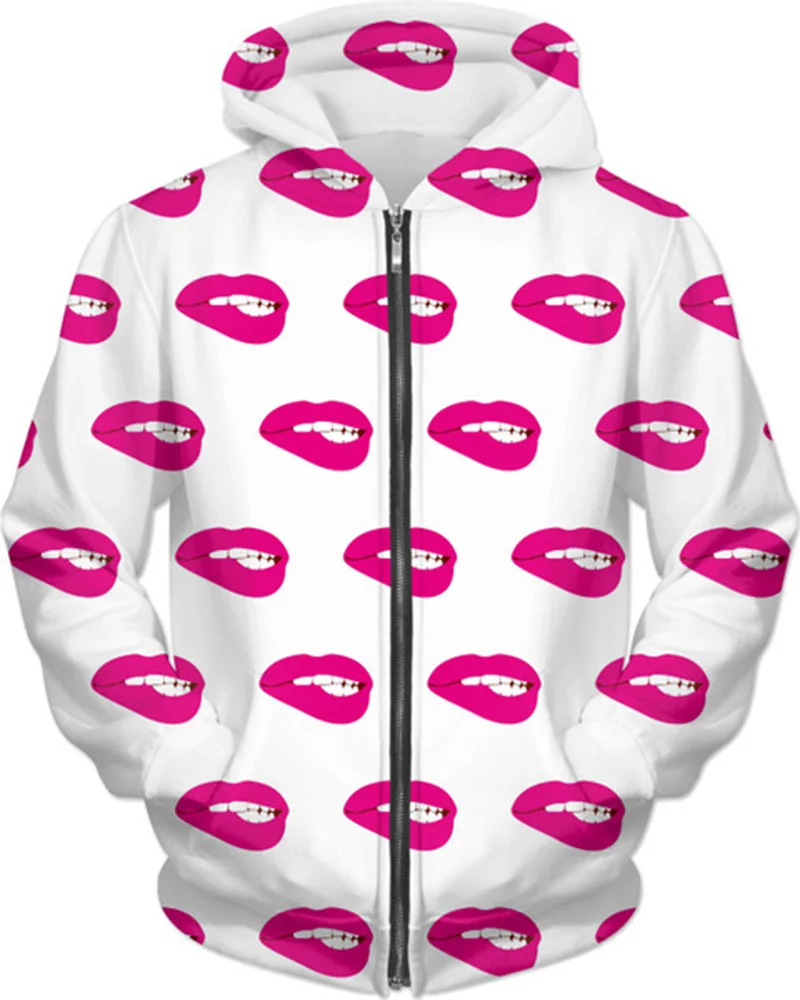 

Love 3D printed zipper hoodie Kiss Men and women 3D printed zipper hoodie Fashion men and women hoodies