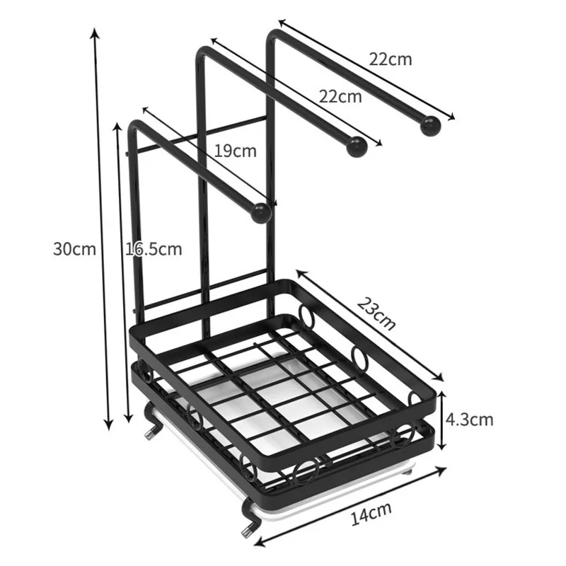 

Carbon Steel Punch-free Desktop/Wall-mounted Storage Rack Kitchen Rag Hanger Sink Dishcloth Holder Sponge Drain Rack Pool Rack