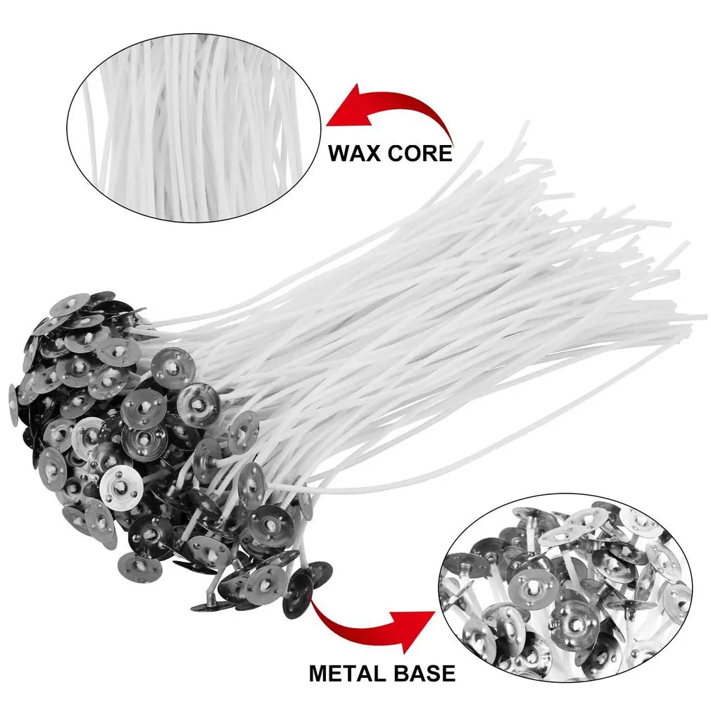 

150 Waxed Wicks Candle Making DIY Handmade Cotton Core Pre Waxed Tabbed Candle Wicks For Candle Making DIY Candle