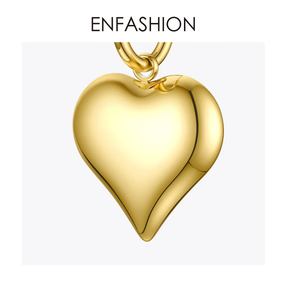 Женские серьги подвески с сердцем ENFASHION висячие из нержавеющей стали золотого