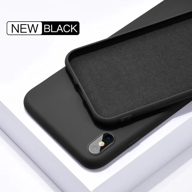 Жидкий силиконовый чехол для Xiao mi Red mi Note 8 7 6 5 K20 Pro 6A мягкий чехол для mi 9T 9 8 SE A2 Lite A1 6X mi x 2 3 2s Чехол - Цвет: Black