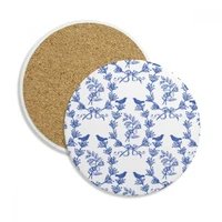 plant leaf blue white symbol ceramic coaster cup mug holder absorbent stone for drinks 2pcs gift