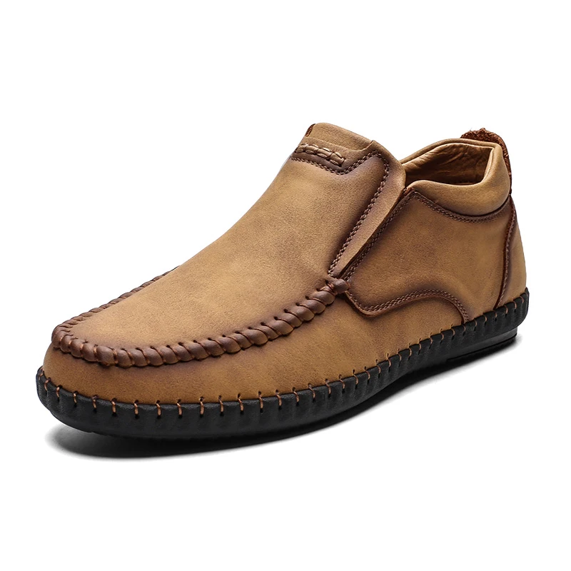 

Classic Men Casual Boots Winter Plush Warm Snow Boots Vogue Slip-on Leather Fur Ankle Boots Autumn Driving Shoes