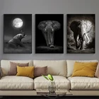 Черные Животные искусство Слоны Холст Живопись стены Искусство плакаты печать стены картины для гостиной спальни
