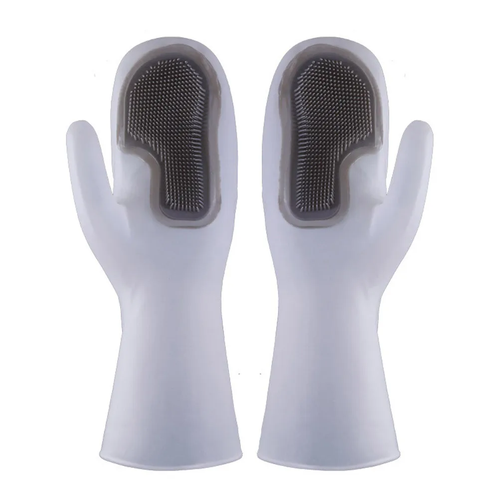 

Silicone Rubber Dish Washing Gloves Scrubber Home Cleaning Scrubbing 1 Pair Kitchen Accessories RERI889