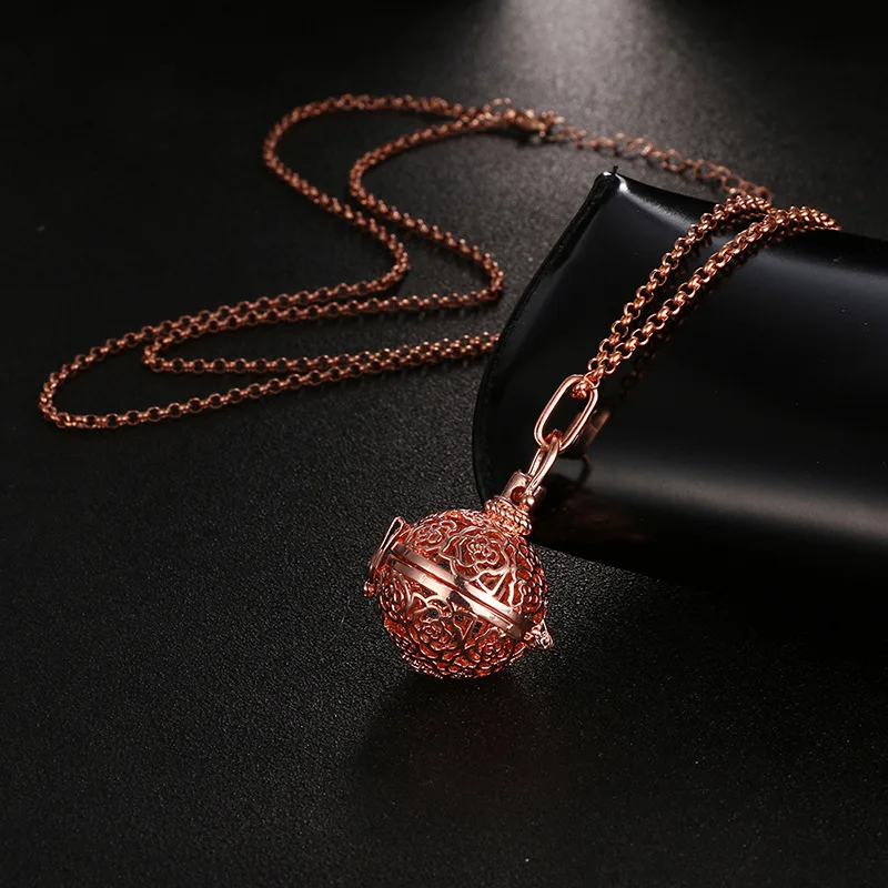 Роза Цветок Ангел шар гармония звонящий колье с кулоном в виде клетки