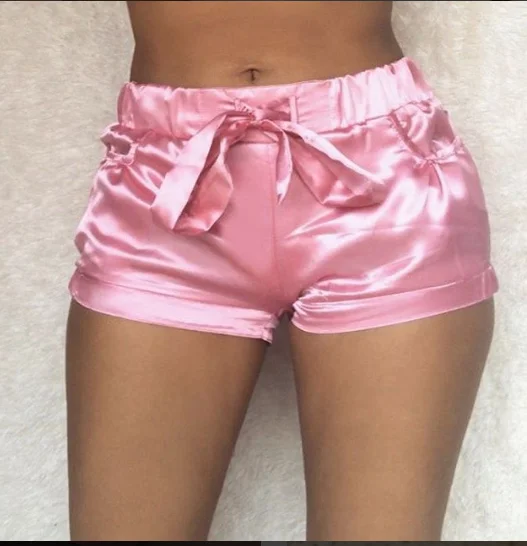 

Sexy Silk Satin Shorts Ladies Summer High Waist Fitness Hot Shorts Beach Women Fashion 2020