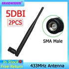GRANDWISDOM 2 шт. 433 МГц Антенна 5dbi sma Мужская lora антенна pbx iot модуль lorawan сигнальный приемник антенна с высоким коэффициентом усиления
