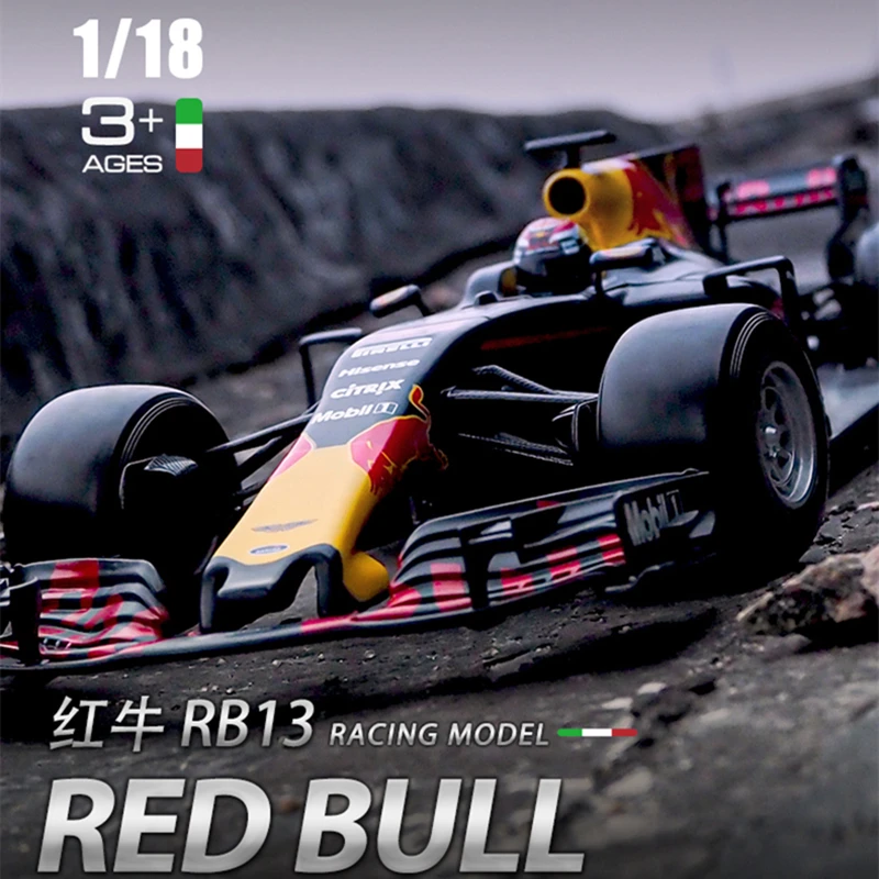 Бураго 1:18 красный BULL RB13 сплав F1 модель автомобиля литья под давлением