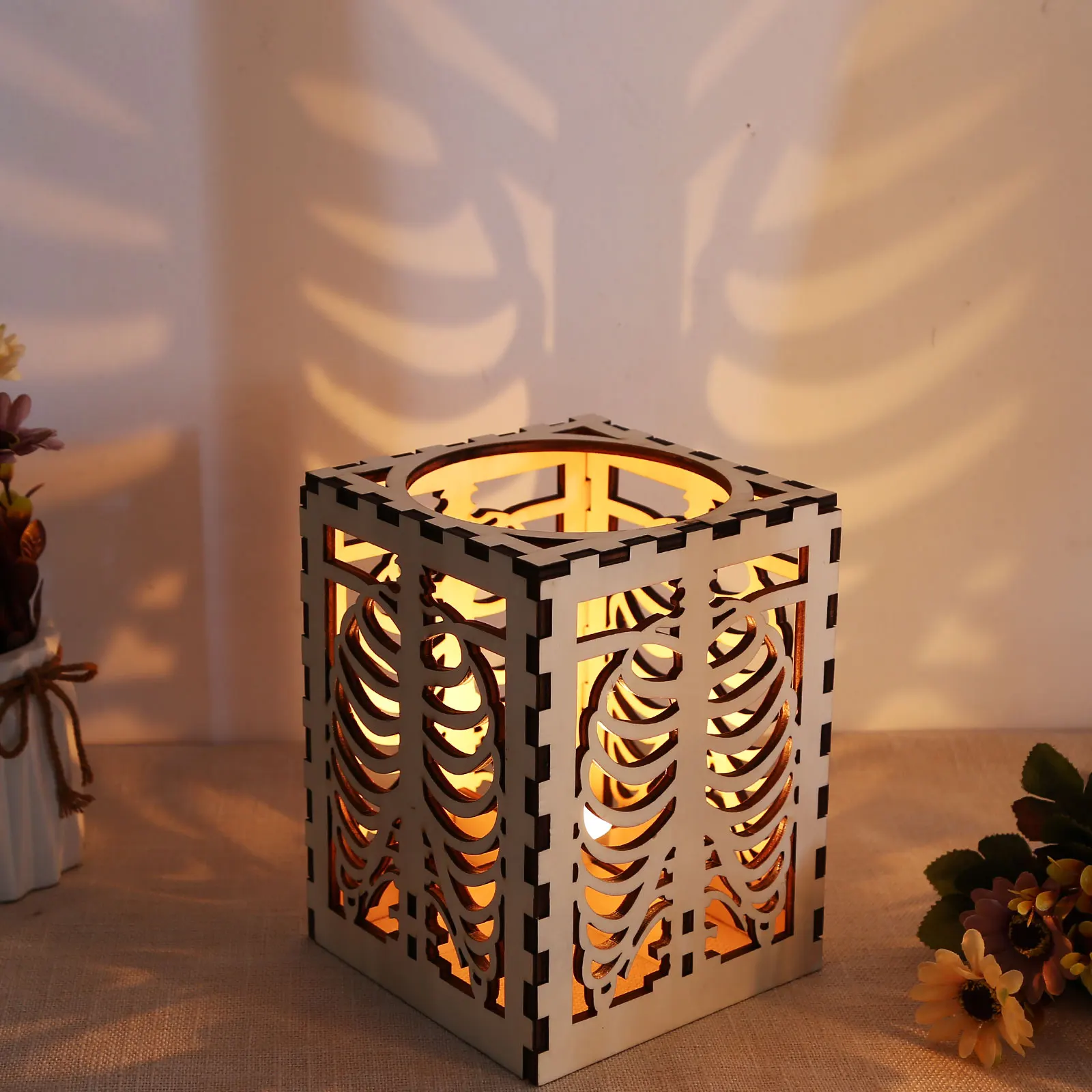 

Деревянный проекционный 3d-светильник на Хэллоуин в виде скелета, черепа, искусство, тени, Ретро стиль, дисплей в виде свечи, ночник, лампа для...