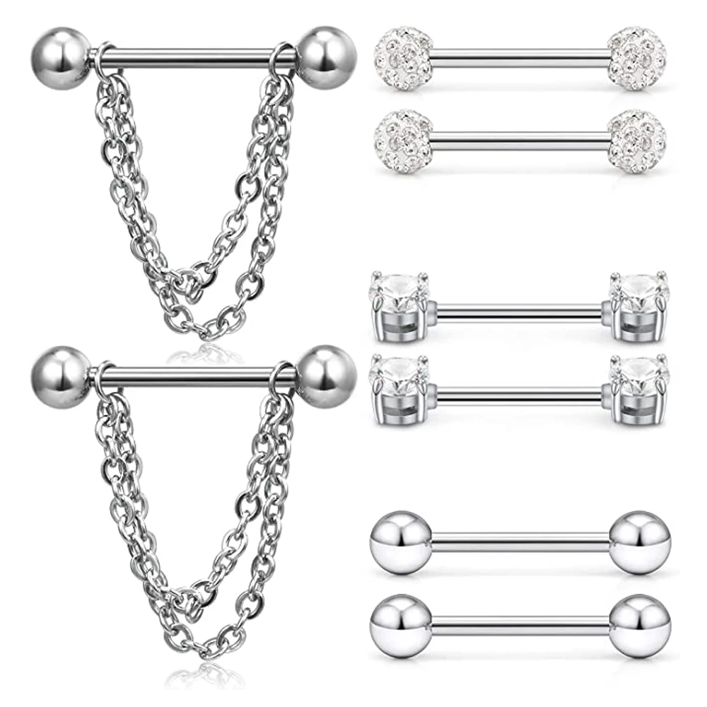 

Nipple Rings Stainless Steel Nipplerings Tongue Barbell Ring Bars Retainer Body Piercing Jewelry for Women Men Heart