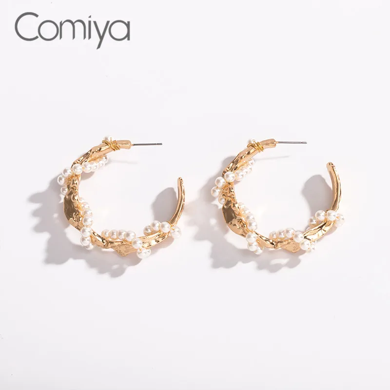 Женские акриловые серьги Comiya висячие с цветком из кристаллов и жемчугом