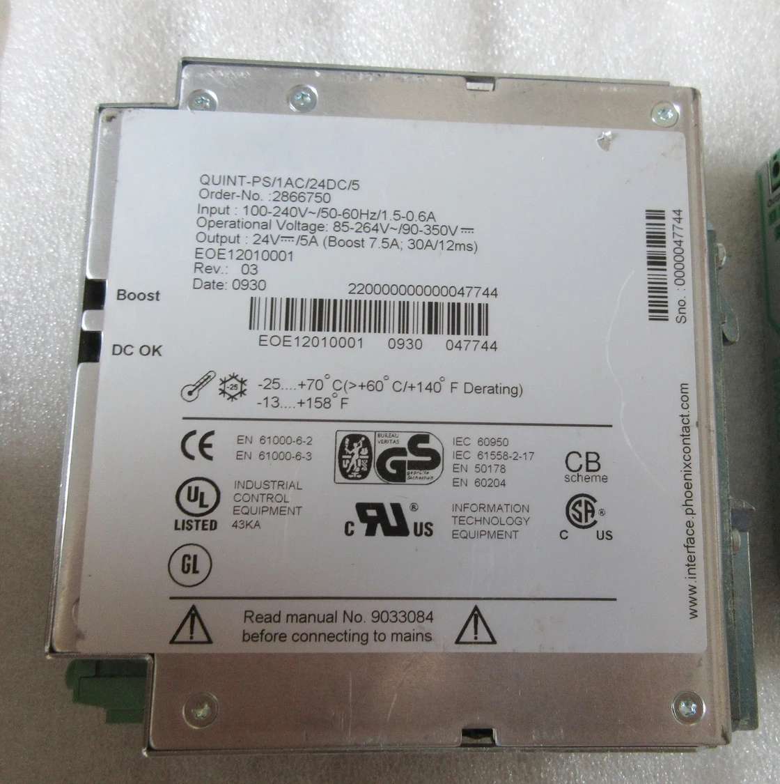 

100% test for power supply for QUINT-PS-1AC/24DC/5 2866750 Work Good