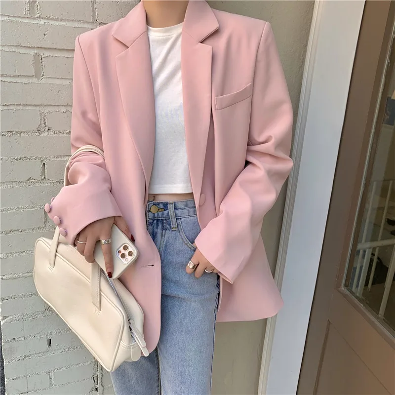 

HziriP Women Vintage Chic Casual Elegance Outwear Blazers All Match 2021 Minimalist Hot Coats Gentle Femme Streetwear Jackets
