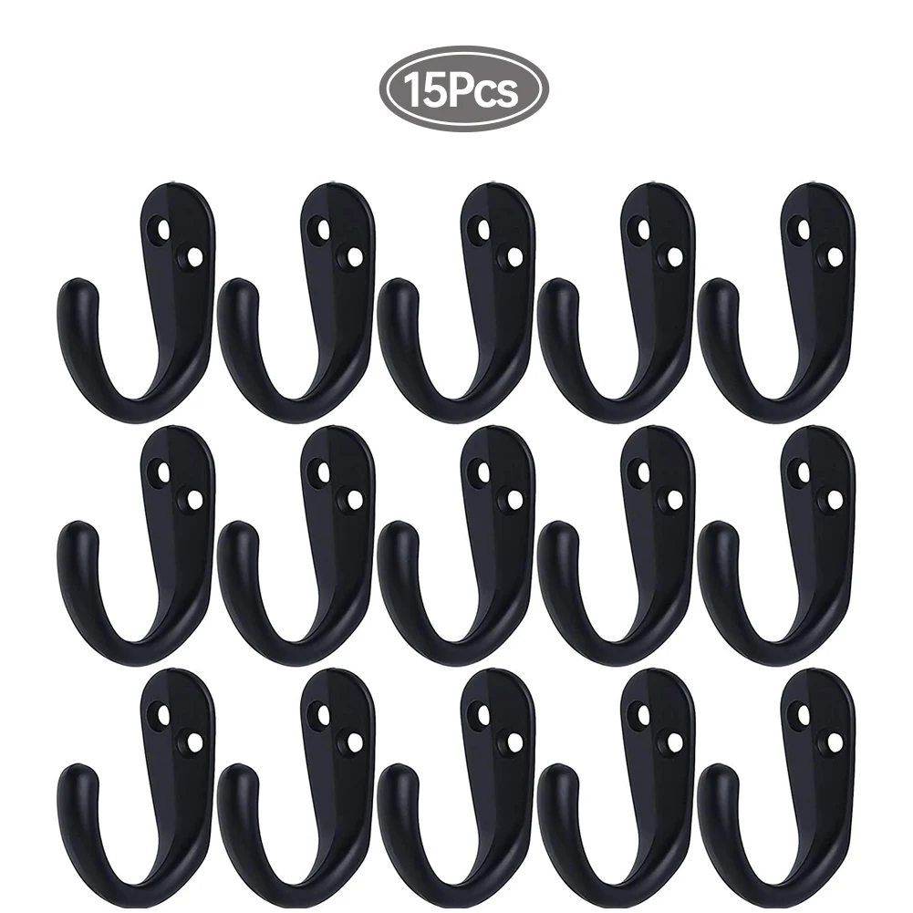 

Coat Hooks Metal Wall Mounted Heavy Duty Single Prong Hat Clothes Hangers White 15PCS