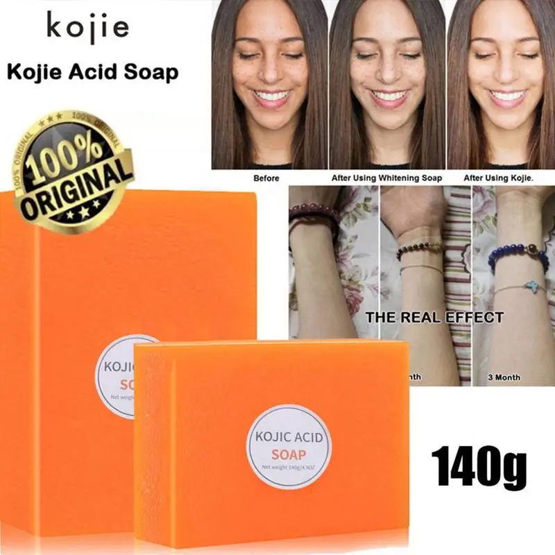 

140g Handmade Kojic Acid Essential Oil Soap Dark Black Skin Whitening Brighten Face Body Deep Cleansing Mites Removal Moisturizi