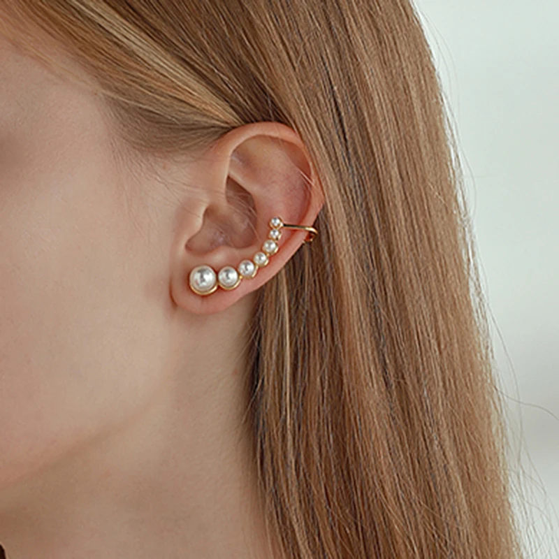 Серьги-гвоздики Peri'sBox из 2019 золота с жемчугом разных размеров круглые серьги