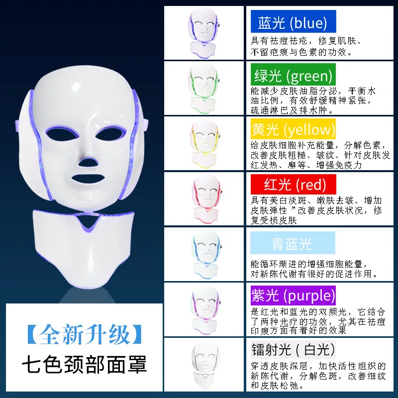 Красочная маска для красоты от акне пигментация Led Ipl Facemask инструмент для красоты красота омоложение кожи - Color: Colorful Neck Mask